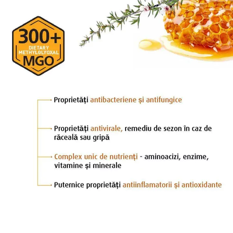 Miere de Manuka Manuka Lab, MGO 300 + Noua Zeelanda, 500 g, naturala